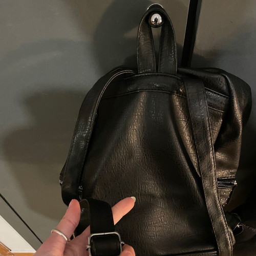 Backpack black with studs and leather effect like new