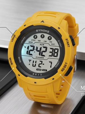 Synoke digital sports watch with yellow strap new