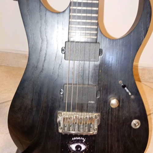 Ibanez Iron Label RGIT20FE electric guitar used with Dimarzio cliplock strap