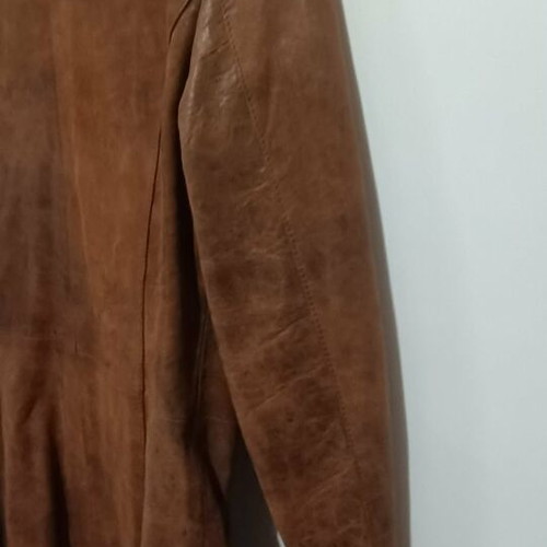 Leather coat, brown, size M, feminine cut
