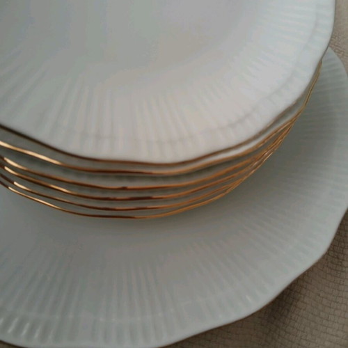 Vintage white porcelain dessert set, 7 pieces, Studio Collection by Family