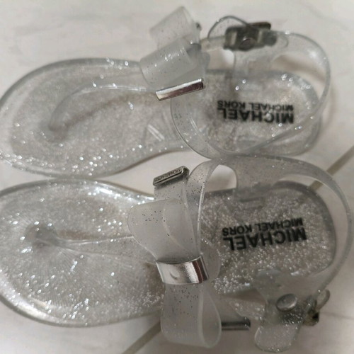 Michael Kors kids sandals size 28, white-silver, like new