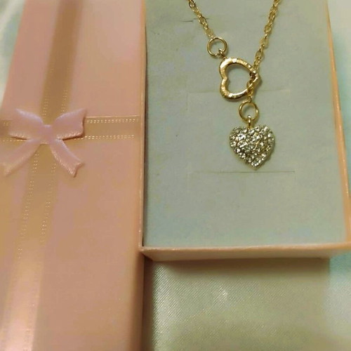 Necklace "lovely hearts" with hanging asymmetric hearts gold new
