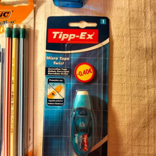Stationery set with pens, pencils, correction tape, sharpener and eraser