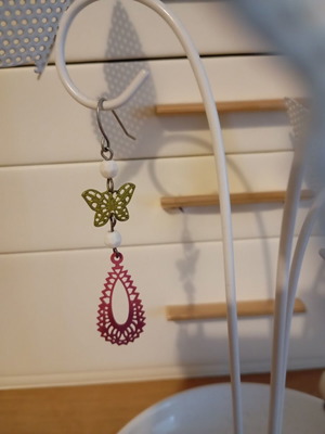 Earring set pink with green new