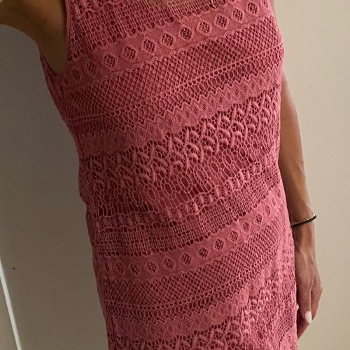 Massimo Dutti mini lace knit dress coral color like new