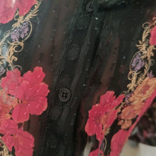Vassia Kostara shirt used, size S, black floral
