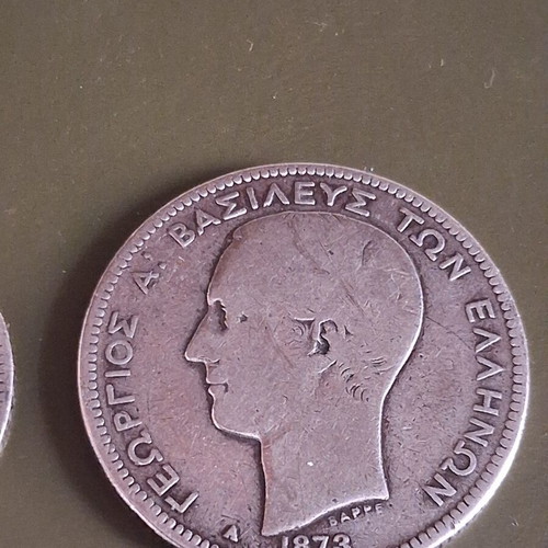 Collectible Silver Coins Set of Georgios A' 1 Drachma 1868 & 2 Drachmas 1873 used