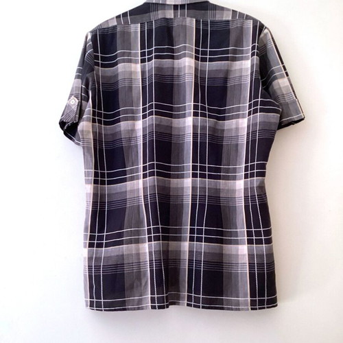 Vintage River plaid short-sleeve men's shirt like new, Made in USA 1990