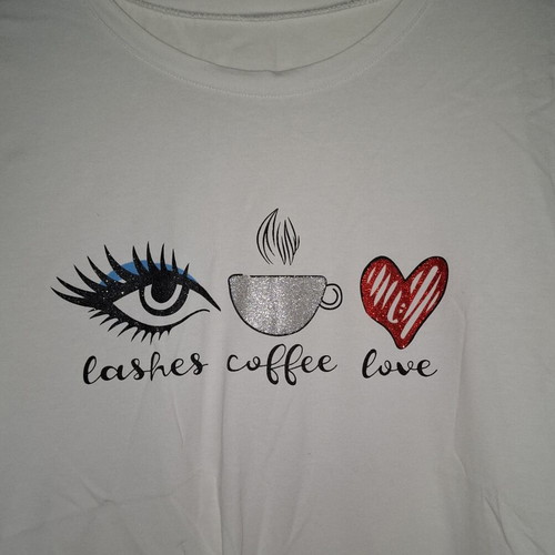 Women's white T-shirt with designs, used, size M