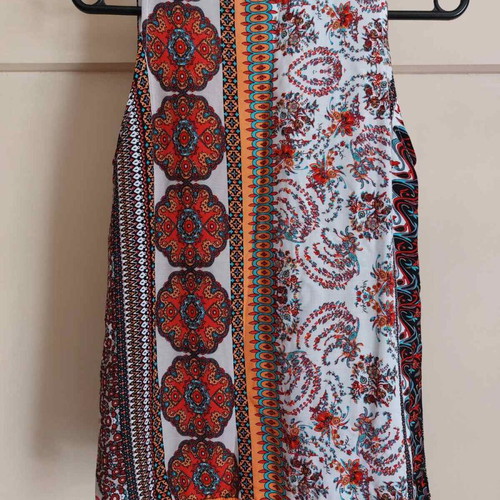 Sleeveless blouse with paisley pattern like new, M/L, multicolor orange