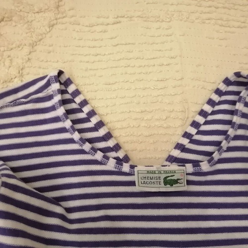 Vintage Lacoste Chemise Bodysuit 80s Small, like new, white and purple