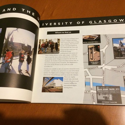 University of Glasgow Postgraduate Prospectus 1995 used, missing part of a page