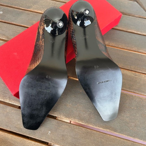Leather snake print LOAFERS pumps size 40 like new, brown