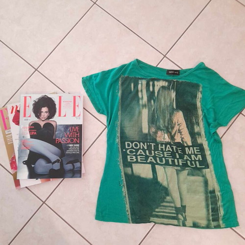 Trendy Touch green T-shirt with glitter print, S-M fit