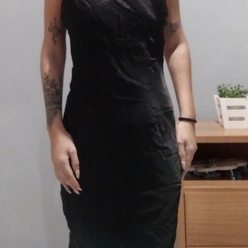 Black satin dress Bershka like new with adjustable straps