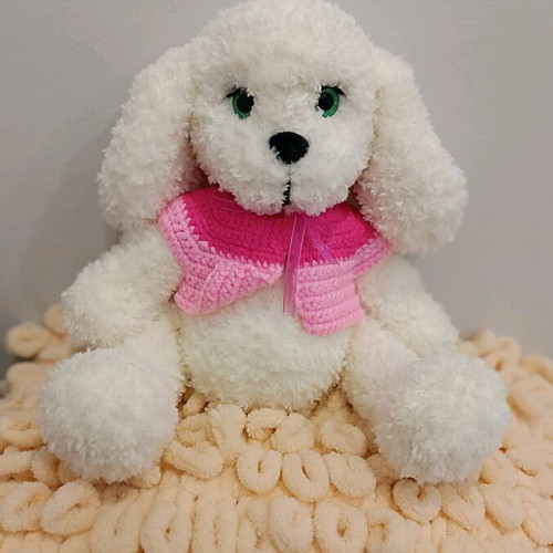 Handmade knitted puppy made to order with plush yarn