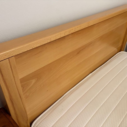 Solid beech double bed with latex mattress, Candia