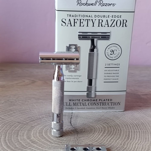 Rockwell 6C White Chrome Adjustable Safety Razor new