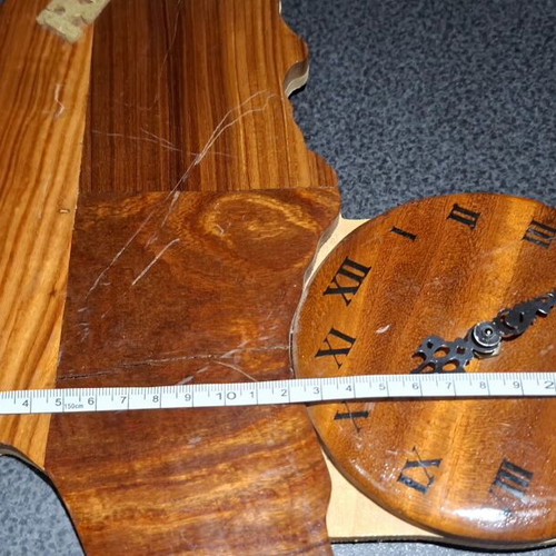 Vintage Handmade Wooden Wall Clock Rhodos like new