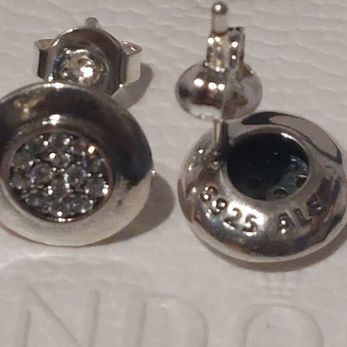 Pandora earrings new round design with white zirconia