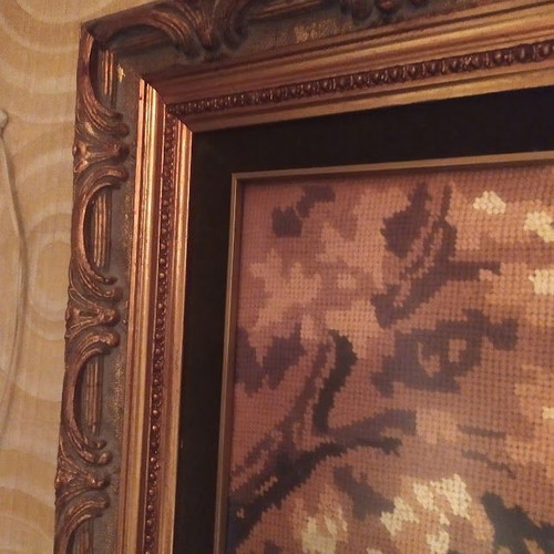 Wall frame with handmade embroidery ballerina, like new, 63x52 cm