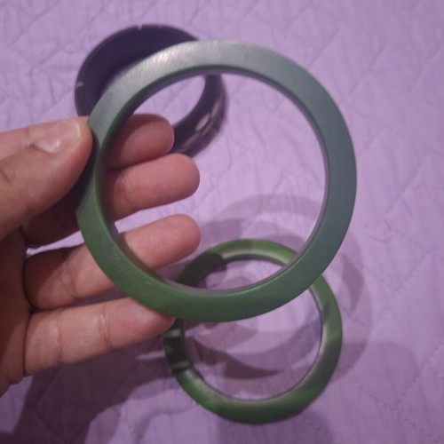 Bracelets set used, 2 green and 1 brown beige with box