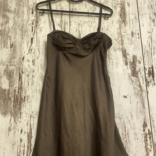 Brown Satin Mini Dress AiiRZ like new, fits S-M
