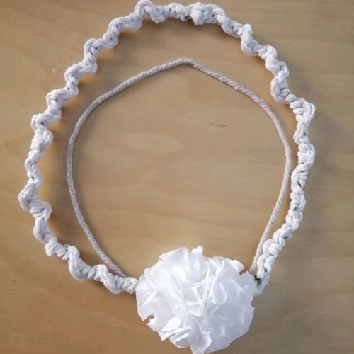 Handmade bridal wreath with macrame and white carnation new