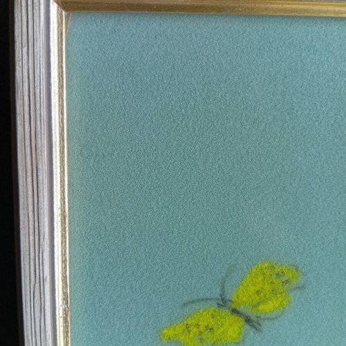 Pastel painting on cardboard 51x18 cm like new under glass