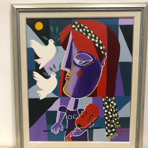 Giouli Vrana oil painting used 63x73cm with frame