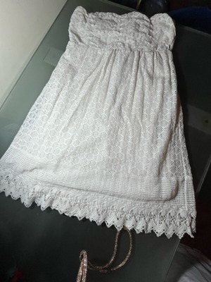 Strapless lace mini dress like new, white