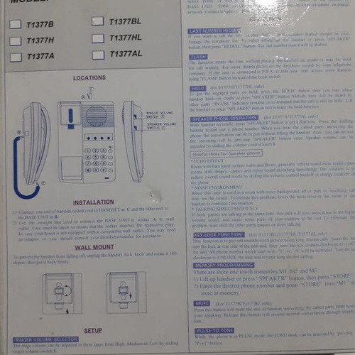 Telco landline phone new, black, wired