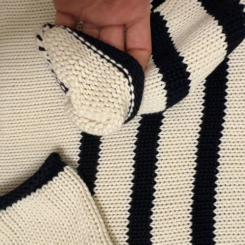 Massimo Dutti cotton sweater new, size M, white and blue