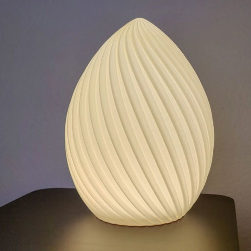 Spiral Egg lamp new, white ivory 3D printed plastic