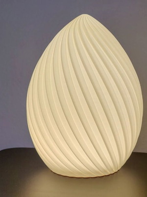 Spiral Egg lamp new, white ivory 3D printed plastic