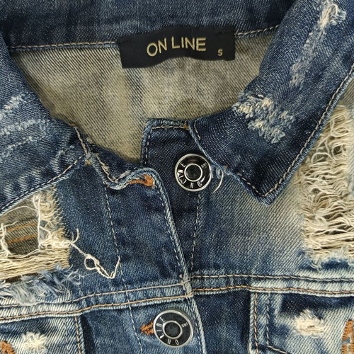 On Line cropped jean jacket like new, blue, size S