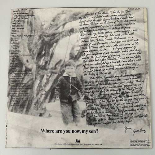 Joan Baez Where Are You Now My Son record like new, rock