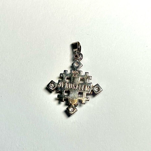 925 Sterling Silver Cross Pendant with Amethyst and Cubic Zirconia, New