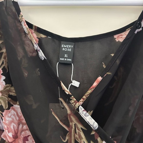 Blouse with flowers new, size XL, black