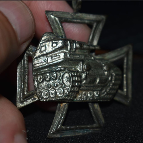 Panzer on iron cross silver plated used