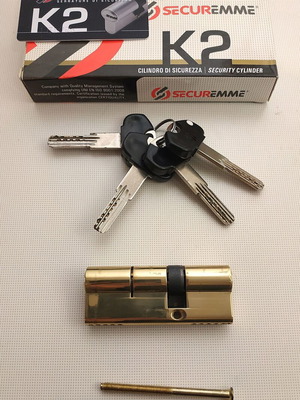 Κύλινδρος Securemme K2 σαν καινούργιο, 80mm με 4 κλειδιά