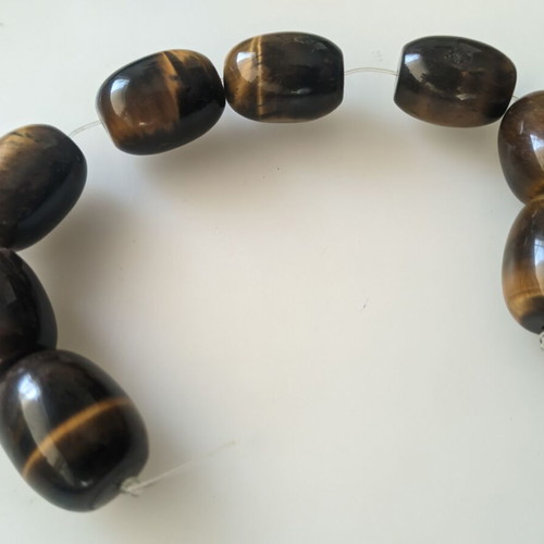 Tigereye beads large, pack of 8, 20x10mm, new