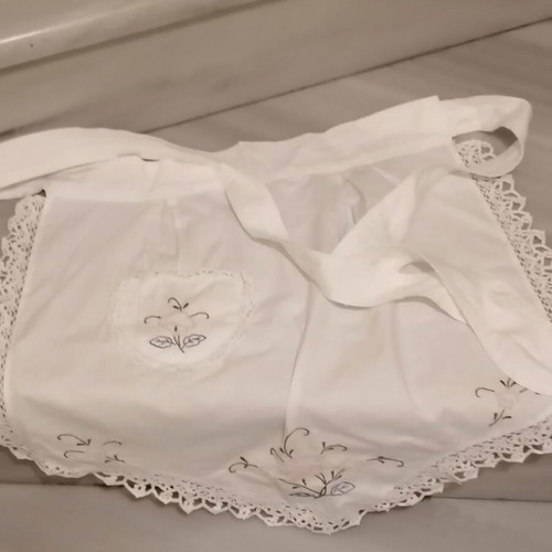 Two mid-century towels, one in excellent condition with lace, the other moderate