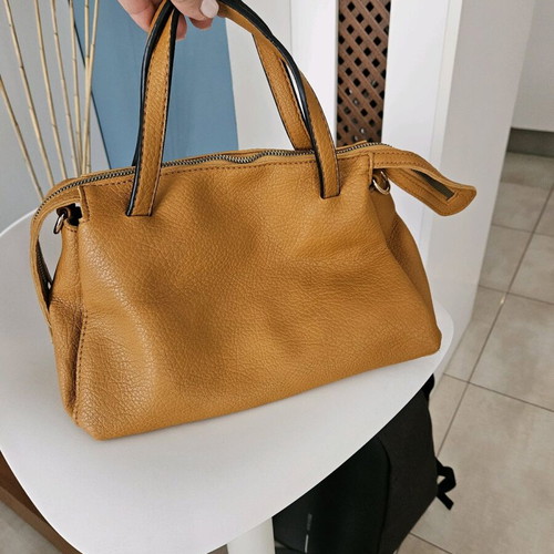 Evangelia Drosi crossbody bag tan like new synthetic leather