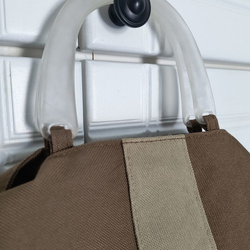 Fabric handbag with plastic handles new, brown
