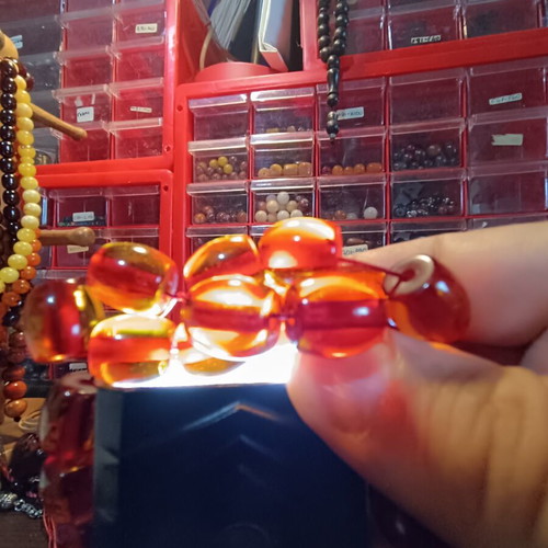 Mastic komboloi worry beads with silk tassel