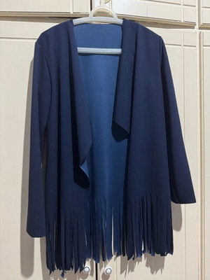 Women's cardigan with fringes new, dark blue, one size