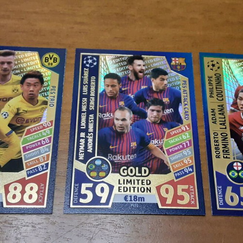 Topps Match Attax UEFA Champions League Gold Limited Edition collectible cards like new, 3 pcs
