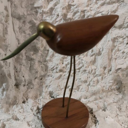 Decorative bird new with wood and brass on base